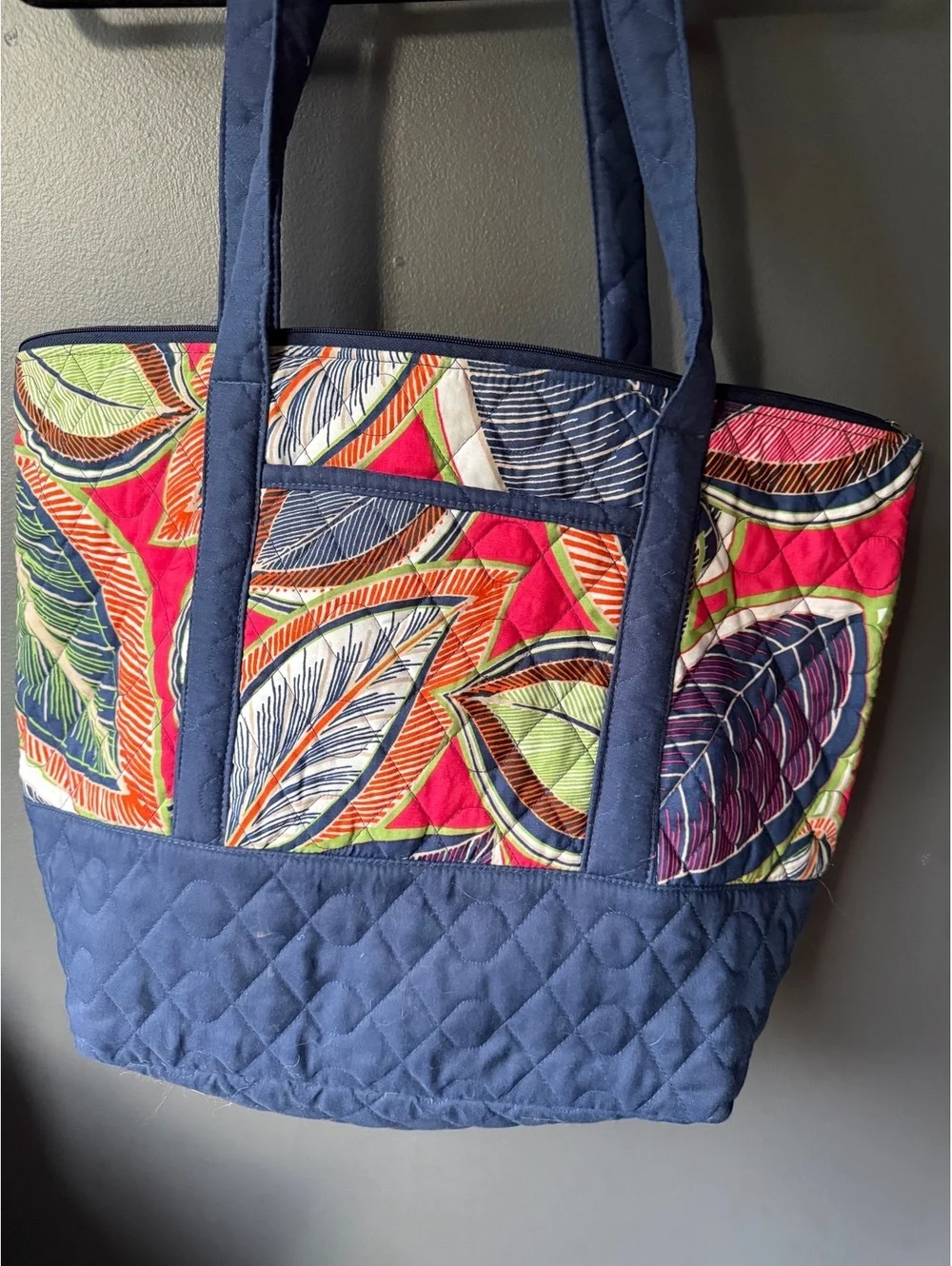Buckhead Bettie’s Quilted Tote Bag with Colorful Leaf Pattern